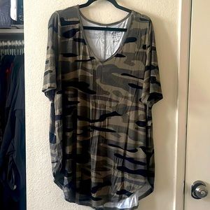 Green Camo with hip slits.